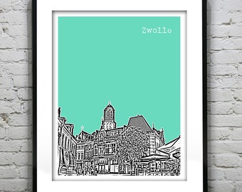 Zwolle Netherlands City Skyline Poster Art Print