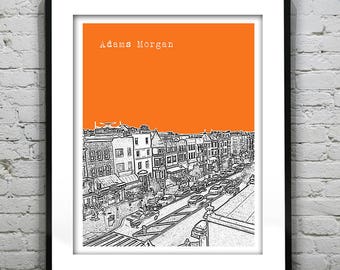 Washington DC Skyline Poster Art Print Adams Morgan Item T1308