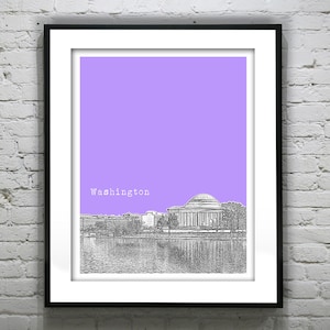 Washington DC Skyline Poster Art Print Jefferson Memorial  Item T1318