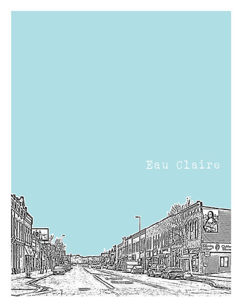 Eau Claire Wisconsin Poster Print Art Skyline Version 1