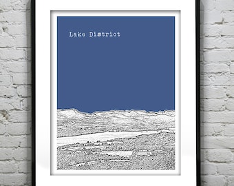 Lake Windermere Lake District England Art Print Skyline Poster