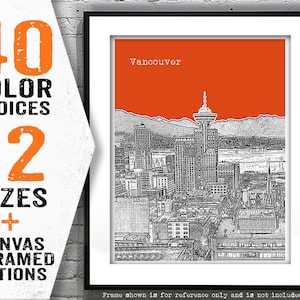 Vancouver BC Poster Print City Skyline Canada Art Print British Columbia Item T5212