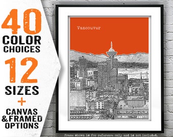 Vancouver BC Poster Print City Skyline Canada Art Print British Columbia Item T5212