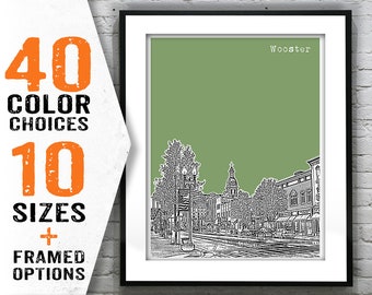 Wooster Ohio Poster Print Art City Skyline OH Item T1615