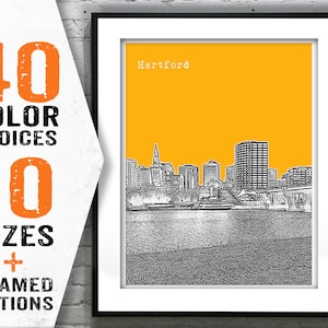 Hartford Connecticut Skyline Poster Art Print CT Item T1630