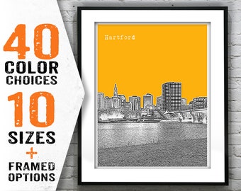 Hartford Connecticut Skyline Poster Art Print CT Item T1630
