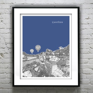 Quechee Vermont Skyline Poster Art Print VT Hot Air Balloons Version 3