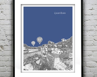Quechee Vermont Skyline Poster Art Print VT Hot Air Balloons Version 3