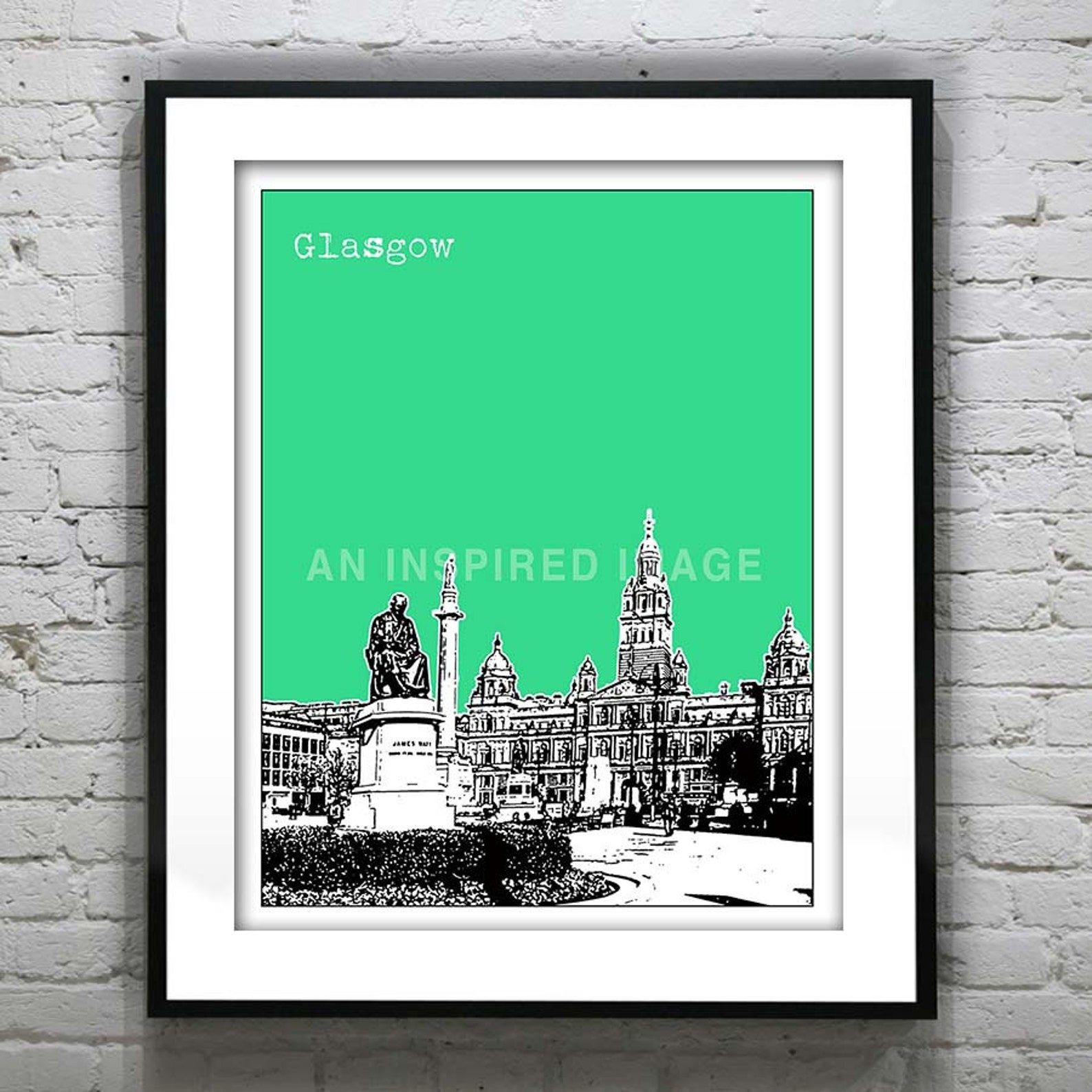 Glasgow Poster Scotland Print Art Square Etsy
