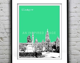 Glasgow Poster Scotland  Print Art George Square