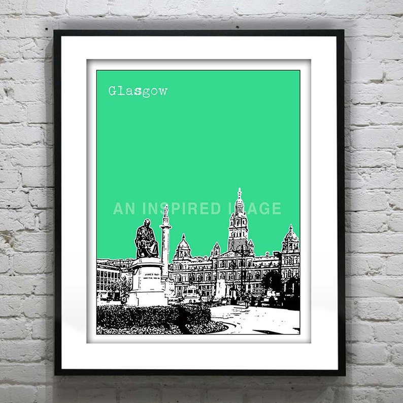 Glasgow Poster Scotland Print Art Square Etsy
