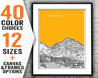 Grindelwald Switzerland Skyline Poster Art Print Item T4220