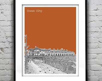Ocean City New Jersey Skyline Poster Print Art NJ Music Pier Item T2539