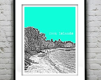 Cook Islands Poster Art Skyline Print New Zealand Item T2548