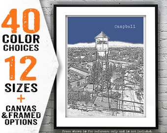 Campbell Skyline Poster Art Print California CA Item T3073