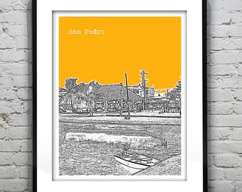 San Pedro Belize Poster Art Skyline Print Item T2597