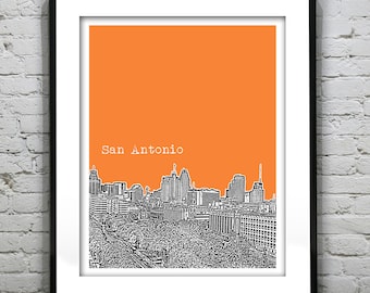 San Antonio Texas Poster Art Print Skyline Item T4526