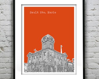 Sault Ste. Marie Ontario Skyline Poster Art Print Canada Art Print Version 1