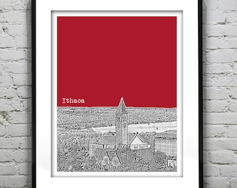 Ithaca New York Poster Print Art Skyline NY Item T1151