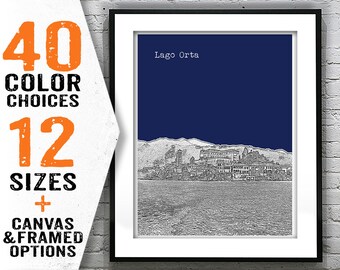 Lago Orta Italy City Skyline Poster Art Print Item T2247
