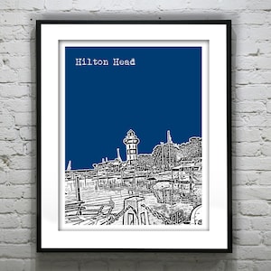 Hilton Head Island South Carolina Skyline Poster Art Print SC