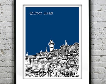 Hilton Head Island South Carolina Skyline Poster Art Print SC