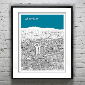 Asheville North Carolina City Skyline Poster Art Print NC Item T1120
