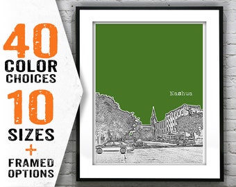 Nashua New Hampshire Poster Print Art Skyline NH Item S7002