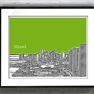 Miami Skyline Poster Art Print Florida South Beach Biscayne Bay
