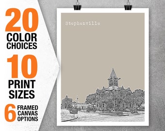 Stephenville Texas Skyline Poster Art Print TX Item T5392