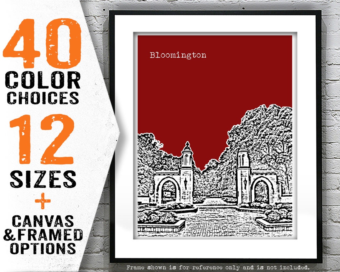 Bloomington Indiana Poster Art Skyline Print IN Item T1899 Etsy