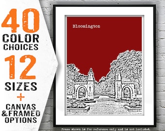 Bloomington Indiana Poster Art Skyline Print IN Item T1899