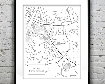 Boone North Carolina Blueprint Map Poster Art Print Item T1121