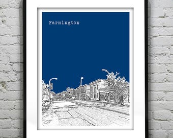 Farmington Michigan City Skyline Poster Art Print  MI Version 1