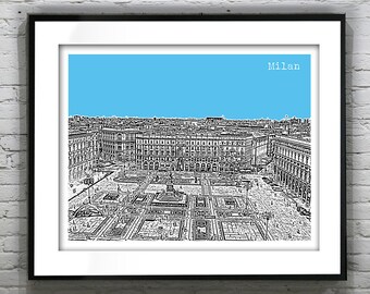 Milan Skyline Art Print Poster Italy Version 2