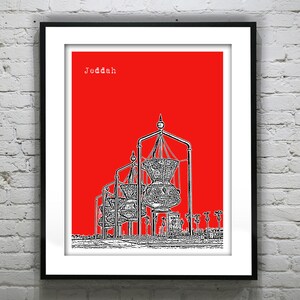 Jeddah Saudi Arabia Skyline Art Print Middle East Version 4