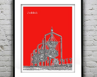 Jeddah Saudi Arabia Skyline Art Print Middle East Version 4