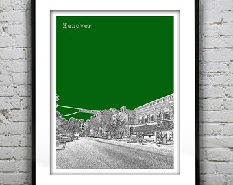 Hanover New Hampshire Skyline Poster Print Art NH Version 3
