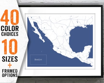 Mexico Country Blueprint Map Poster Art Print Item T5076