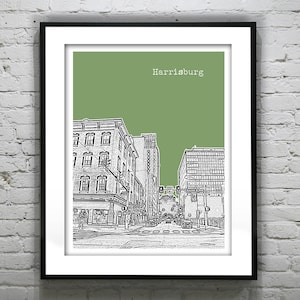 Harrisburg Poster Print Skyline Art Pennsylvania PA Item T4458