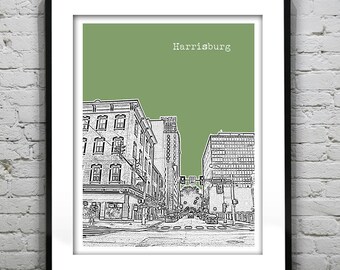 Harrisburg Poster Print Skyline Art Pennsylvania PA Item T4458