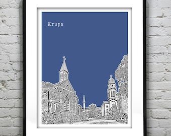 Krupa Bosnia Skyline Poster Art Print Herzegovina Yugoslavia Version 1