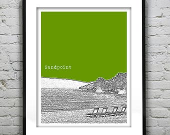 Sandpoint Idaho Poster Skyline Art Print ID Version 1