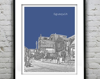 Ogunquit Skyline Poster Art Print Maine ME Version 2