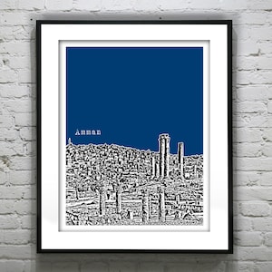 Amman Jordan Skyline Poster Art Print Middle East T5102