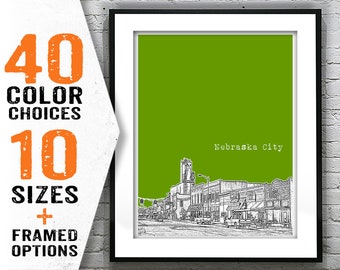 Nebraska City NE Poster Print Skyline Art Item T1934