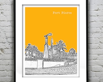 Fort Pierce Skyline Poster Art Print Florida FL Item T1039