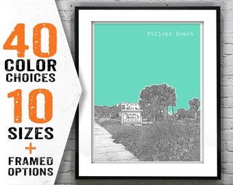 Pelican Beach Skyline Poster Art Print Florida FL Item S6002