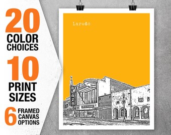 Laredo Skyline Poster Art Print Texas TX Item T5473