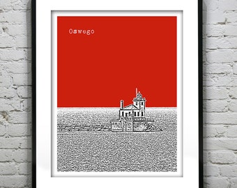 Oswego New York Skyline Poster Art Print New York NY
